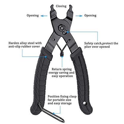 Oumers Bike Master Link Plier Tool, 2 in 1 Bicycle Chain Quick Link Opener-Closer Remover Compatible with All Speed Chain Repair - color: Black