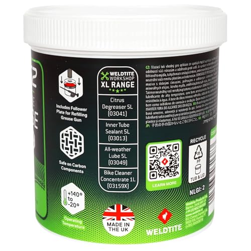 WELDTITE TF2 Multi-Use Grease, 1.10 Lbs | High-Performance Red Grease, Ideal for Headsets, Bottom Brackets, Hubs, Pedals, Durable Protection, Safe on Carbon Components