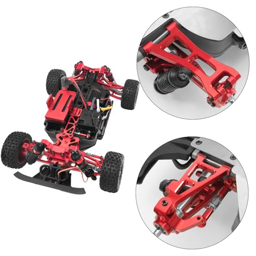 8pcs Aluminum Spare Part Set Front/Rear Suspension Arms, Steering Knuckles, Rear Hubs, Steering Linkage Metal Upgrade Kit for MJX Hyper GO RC Car 16207 M162 M163 H16P (Red) - color: Red