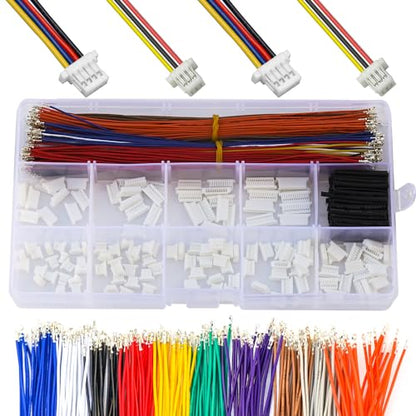 JST Connector Kit 1.0mm Pitch JST-SH 1.0 Micro Connector with Premium 28AWG Pre-Crimped Cables,SH 1.0mm Connector 3/4/5/6/7/8/9/10/12 Pin Housing (SH-Kit) - size: JST-1.0MM-SH
