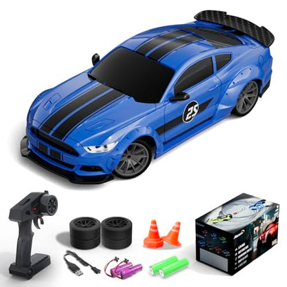 RACEN RC Drift Cars, 1:20 Remote Control Car for Adults Boys Girls Kid | 4WD, LED Light, 2.4GHz, 20KM/H, 2 Batteries, Drifting Tires, Racing Sport Toy Gift - color: Blue
