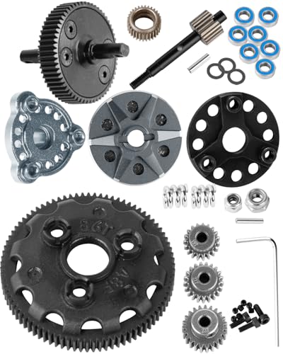 RC Transmission Gear &48P 86T w/19T 21T 23T Pinions &Slipper Clutch &Pressure Plate &Slipper Rebuild Kit Upgrades Part for 1/10 2WD Slash/Rustler/Stampede/Bandit 2WD(VXL) RC Car,Titanium - color: Titanium(1set)