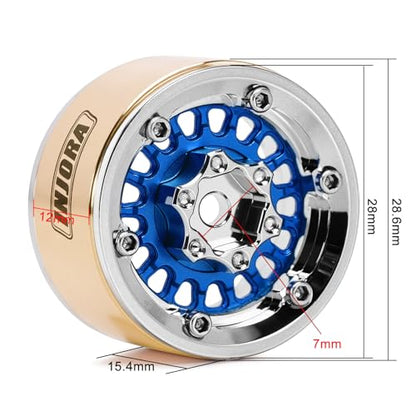 INJORA ModuWheel 1.0" Aluminum Wheel Offset -4.4mm for 1/18 1/24 RC (Blue) - color: Blue