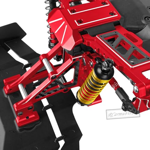 RC Rear Wing Mount w/Washer Upgrades Part for 1/10 Jato 4X4 Brushless,Jato 4X4 VXL,Alloy Aluminium Wing Mount w/ Carbon Fibre Washer,Replace #9046 #9617,Red - color: Red(1set)