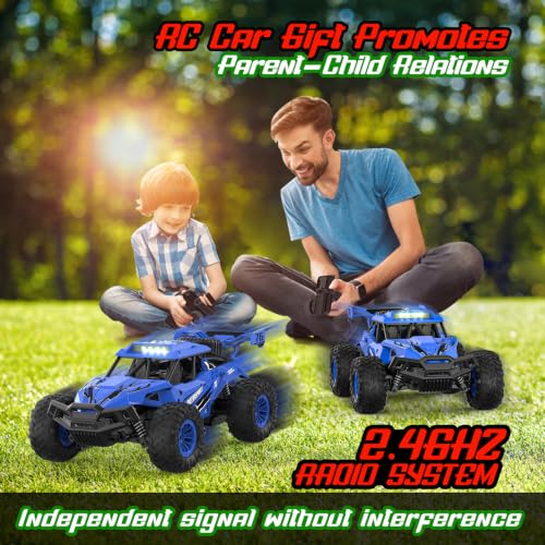 BLUEJAY Remote Control Car, 2.4GHz High Speed 33KM/H RC Cars Toys | 1:12 Monster RC Truck Off Road with LED Headlight and Rechargeable Battery Gifts for Adults Boys 8-12 - color: Blue