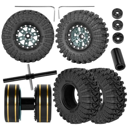 RC 1.3" Beadlock Tires Wheels for 1/18 1/24 Trx4m SCX24 FCX24 Ascent-18 RC Crawler Car,4pcs 1.3 Inch Wheel Rim Soft Rubber Tires,Titanium - color: Titanium-(1.3" Beadlock Tires）