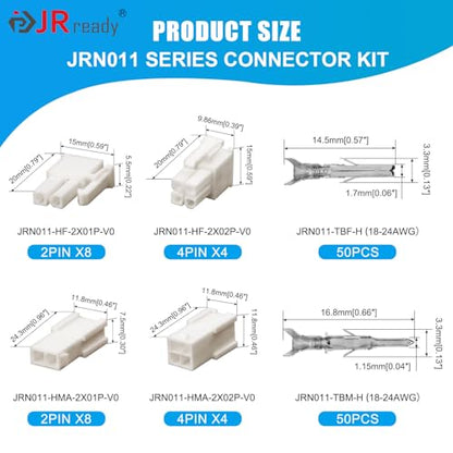 JRready ST6517 Mini-Fit Jr 2 4 Pin Molex Connector Kit 4.2mm Pitch 5557 Series Molex ConnectorsPower Plug Receptacle Housing 18-24AWG Crimp Terminals Pin Sockets Natural 124Pcs - size: 2-4 Pin Standard Molex Mini-Fit