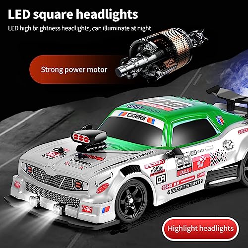 GoolRC Remote Control Drift Car, 1:16 Scale Fast and Furious Cars 18KM/H High Speed RC Cars 2.4GHz 4WD Remote Control Race Car LED Lights Spray Rubber Tire for Adults Teens Gift