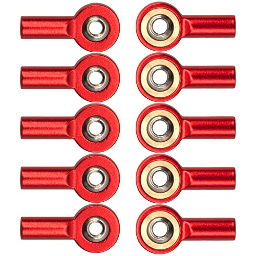 10Pack Vgoohobby Aluminum M2 Link Rod Tie Rod End,M2.0 Ball Joint 15mm Linkage Ball Head Holder Compatible with Tamiya Mini 4WD HSP RC Car Model Boat (Red) - color: Red