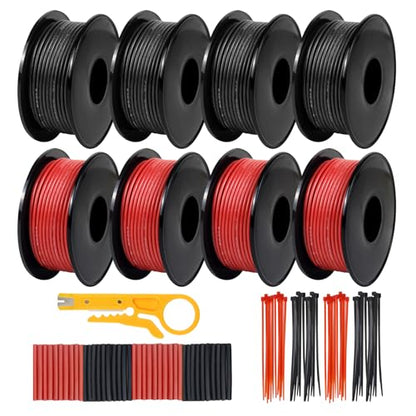 20 AWG Stranded Wire Spool, 16.5ft Silicone Electrical Tinned Copper Wire, 20 Gauge Flexible Red Black Cable Hook Up Wire Kit for DIY, Automotive, Home, and Power Wiring - size: 16.5FT 2 Colors, style: 20AWG