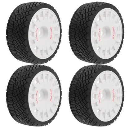 100mm 1/8 RC On-Road Tires and 15-Spokes RC Hard Plastic wheels High Grip Set 17mm Hex For 1/7 1/8 HPI VRX WR8 HSP Hobao Kyosho ARRMA Redcat Losi KM C3 CNE Ford W200 (White) - color: White