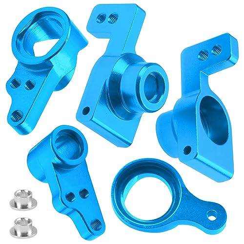 ShareGoo Aluminum Front Rear Swing Arm & Steering Knuckle Kit & Shock Absorbers Compatible with WLtoys 144010 144001 144002 1/14 RC Car (Blue) - color: Blue