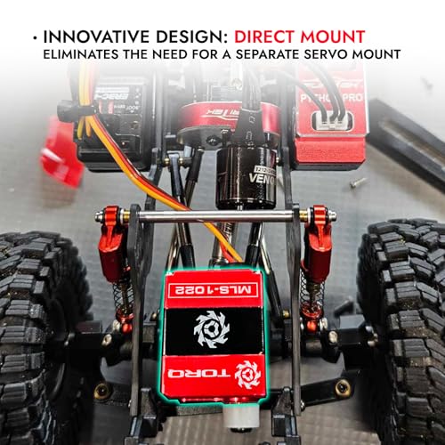 TORQ MLS-1022 High Torque Micro Servo 5.0V - 8.4V with CNC Servo Mounts & Arms - Remote Control Car, RC Car, RC Crawler Axial SCX24 Electronics Upgrades RC Servos (HELIDIRECT), Mini, Red / Black - color: Scx24 Servo - Red