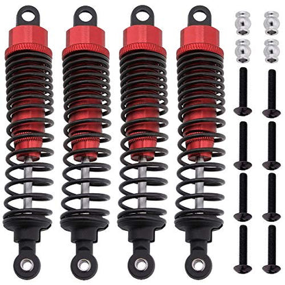 4pcs HobbyPark 98mm Aluminum Front Rear RC Shock Absorber Assembled Dampers for 1/10 Scale RC Car Off Road Buggy (Red) - color: Red