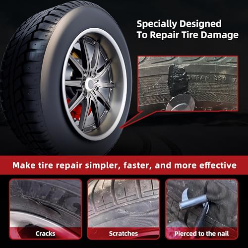 Realth Tire Repair Kit, 50ml Tire Repair Glue, 10 Pcs Tire Repair Screws | Flat Tire Plug Kit for Car, Motorcycle, Truck, ATV, Tractor, RV, SUV & Trailer - style: Glue(50ml)+Plugs(10Pcs)