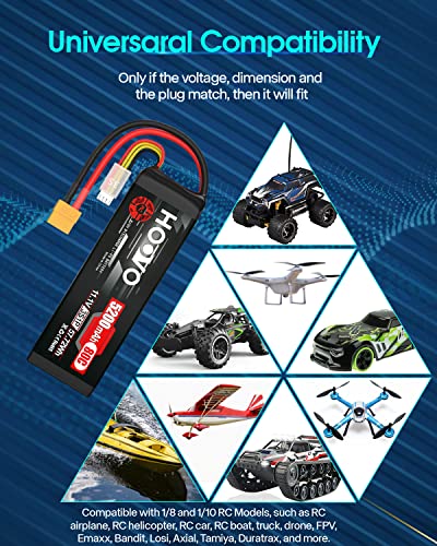 HOOVO 11.1V 3S LiPo Battery 5200mAh 80C Softcase RC Battery XT60 Plug | for RC Car RC Truck Airplane Helicopter Boat Racing RC Hobby