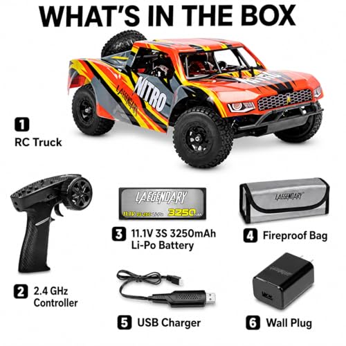 1:8 Scale 4x4 Off-Road RC Truck, Brushless Electric Remote Control Vehicle, Hobby Grade Short Course Truck, AWD System, 2.4GHz Controller