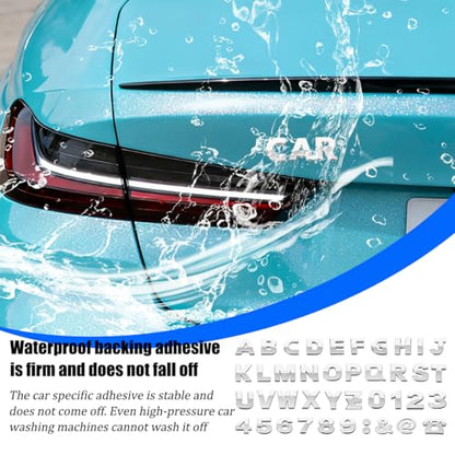 80PCS Car Emblem Letter Sticker, 3D Number Symbol Vehicle Door Tailgate Trunk Badge Decal, Weatherproof Automotive Exterior Badge Emblem Logo Decorations, Universal for Vehicles