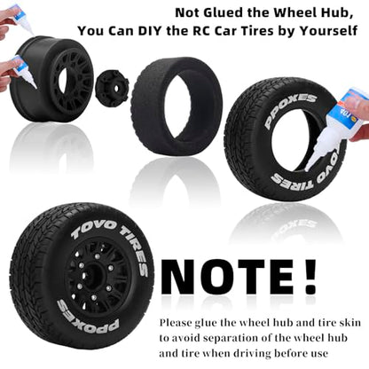 12mm/14mm/17mm Hex RC Wheels and Tires RC Truck Tires 1/10 Scale Tyres Detachable Replacement RC Car Tires RC Car Wheels for Arrma Senton Tires Slash Tires Axial Redcat Rc4wd Hex Fury (Black B)