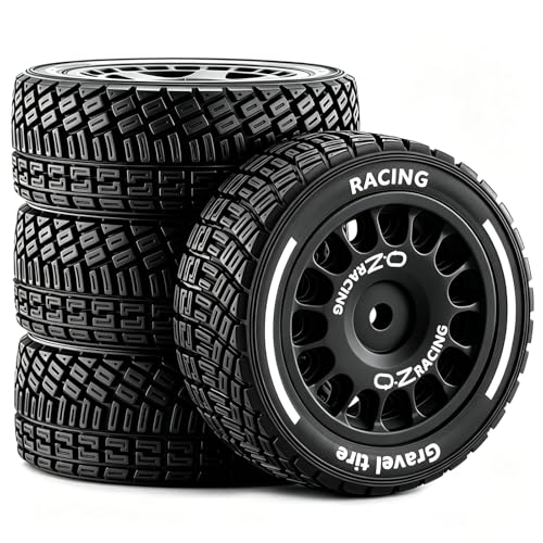 12mm Hex RC Drift Wheels and Rally Tires, 60mm/2.36in OD, Compatible with Arrma Mojave Grom, Tamiya, MJX, Traxxas, for 1/14 1/16 1/18 RC Cars (Black) - color: Black