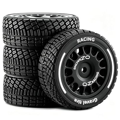 12mm Hex RC Drift Wheels and Rally Tires, 60mm/2.36in OD, Compatible with Arrma Mojave Grom, Tamiya, MJX, Traxxas, for 1/14 1/16 1/18 RC Cars (Black) - color: Black