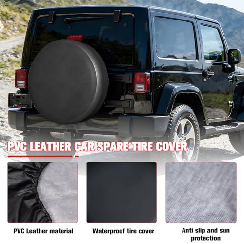 Car Spare Tire Cover, 15 Inch Leather Waterproof Dust-Proof Vehicle Spare Wheel Protector, Automotive Tough Tire Protection Cover, Universal for SUV Automobile Truck - size: 15"