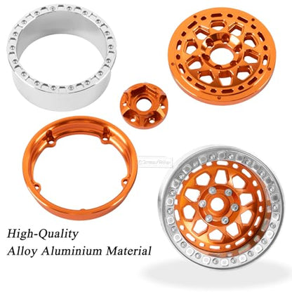 RC 2.2 Beadlock Wheels and Tires for 1/10 TRX4 SCX10 Capra AMG 6x6 Gen8 Everest Gen7 Pro RC Crawler,Alunium 2.2 Beadlock Rims RC Wheels 2.2 Beadlock Tires,4pcs,Orange - color: Orange(4pcs)