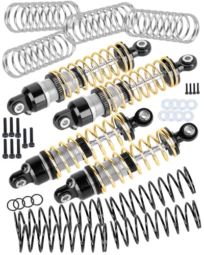 RC Shock Absorber Upgrades Part for 1/18 Granite Grom,1/14 Typhon Grom,1/16 Mojave Grom,1/18 LaTrax,Alloy Aluminium Front Rear Shock Absorbers Dampers,Silver - color: Silver(4PCS)