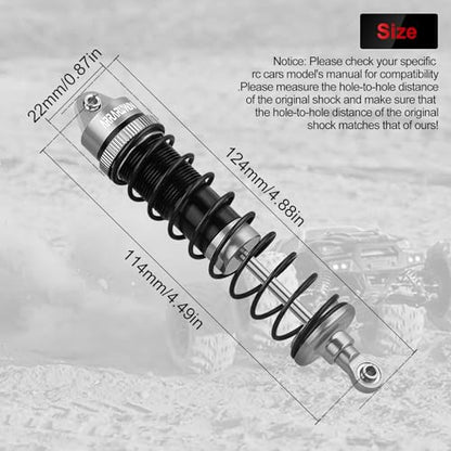 RC Car Rear Shocks Set 1/10 Update Parts Replacement of AR330551 | Compatible with Arrma 1/10 Typhon 3S/2S Granite 4x4 Bigrock Senton Aluminum Shock Absorber Assembled, (2Pack) - color: Gray Black 2Pcs R