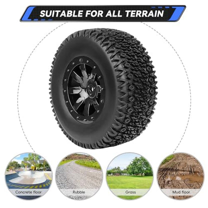 RC Short Course Truck Tires 1/10 Scale, High-Performance Pre-glued RC Wheel Rim and Tires Set 12mm Hex with Foam Inserts for Traxxas Slash 4X4 2WD HPI VKAR Redcat HSP LRP 4PCS (Style B)
