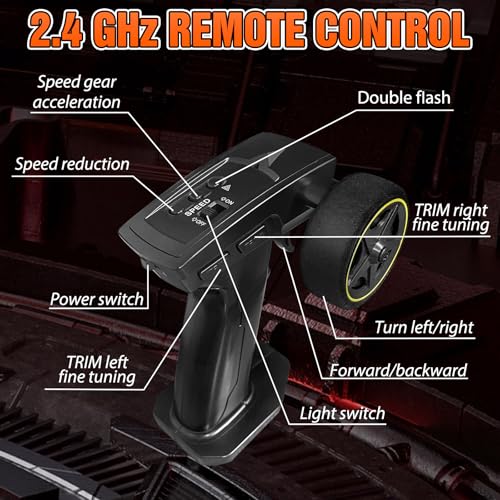 RC Drift car, 1/43 Mini Rc Drift car with Gyroscope, 2.4GHz Full Proportional Remote control Cars, 4WD High Speed Racing with Lights, Racing Tires, Model Cars Gift for Adults, Kids, Boys, Girls - color: Black