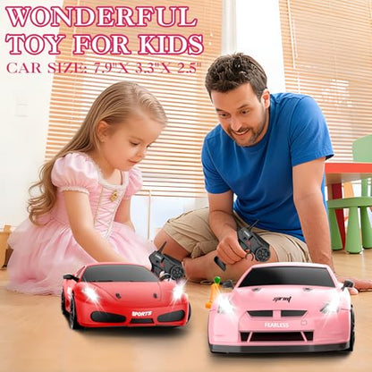 RC Drift Car, 1/24 Pink Remote Control Car for Girls, 2.4GHz 4WD High Speed Drifting RC Cars with LED Light and Drift Tires, Racing Toy Cars for Kids Adults Girl Boys, Pink - color: Pink