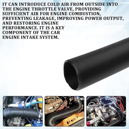 2.5" Diameter Air Intake Hose for Car, Flexible Retractable Air Duct Hose, Waterproof Anti-Leak Cold Airs Intake Tube Extending to 39.37" Universal Car Modified Intakes Accessories (Black) - size: 2.5 "