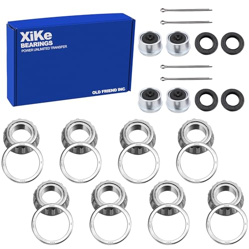 XiKe 30205 Bearings Fits 25mm Axles Trailer Wheel Hub Bearings Kit, 4 Sets | Include Seal TC 30x52x10mm, Dust Cover and Cotter Pin,Rotary Quiet High Speed and Durable - size: 30205, style: 4 Set