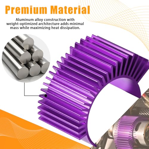 5PCS Aluminum Heatsink Electric Engine Motor Heat Sink Cooling Fins Replacement for #03300 Compatible with 1/10 HSP Traxxas HPI Tamiya Losi 550 540 3650 Size Brushed/Brushless Motor(Purple) - style: Purple
