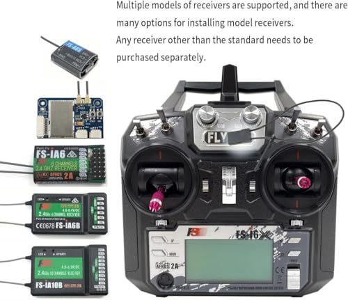 DTXMX Flysky FS-i6X 10CH Transmitter and Receiver FS-iA10B for RC Models | 10 Channels 2.4GHz AFHDS 2A Radio Control System for RC FPV Quadcopter, Fixed Wing (Mode-2)