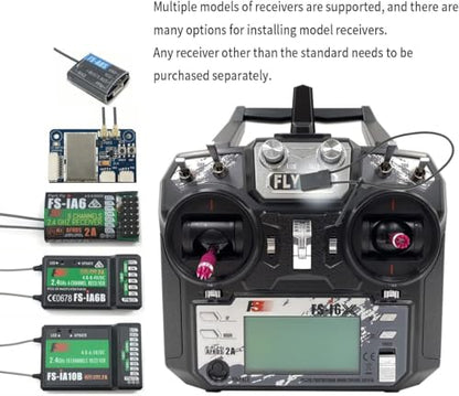 DTXMX Flysky FS-i6X 10CH Transmitter and Receiver FS-iA10B for RC Models | 10 Channels 2.4GHz AFHDS 2A Radio Control System for RC FPV Quadcopter, Fixed Wing (Mode-2)