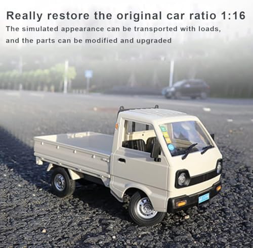 WPL D12 1:16 RC Mini Truck for Adults, 2.4G RC Car 4CH Off-Road Remote Control Pickup Truck, RC Drift Crawler Car Vehicle with Lights, 2 Batteries - size: 2 Batteries