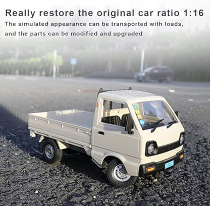 WPL D12 1:16 RC Mini Truck for Adults, 2.4G RC Car 4CH Off-Road Remote Control Pickup Truck, RC Drift Crawler Car Vehicle with Lights, 1 Battery - size: 1 Battery