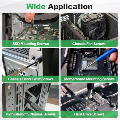 430Pcs Computer Screws Assortment Kit with Motherboard Standoffs & Screws, Computer Case Screws for SSD, Hard Drive, GPU, Fan & More PC Parts, Ideal for DIY PC Maintenance