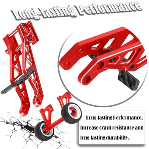 Aluminum Wing Mount & Wheelie Bar Set Upgrades Part for 1/8 Kraton 6S BLX(EXB),1/8 Notorious 6S BLX V6 Brushless RC Monster Trucks,RC Wheelie Bar Wing Mount Set,Replace ARA320758,Red - color: Red - (Aluminum Upgrades Part)
