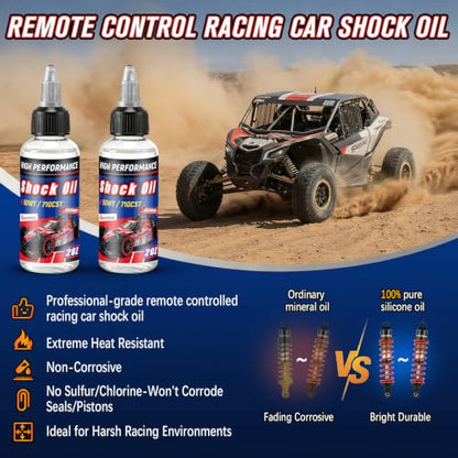 2 Bottles Racing Silicone Shock Oil 50WT 710CST | RC Car Shock Oil for Lubricating R/C Radio Controlled Cars and All Types of Vehicles, RC Shock Oil, Does Not Evaporate - style: 50WT 710CST