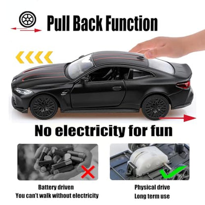 TOKAXI 1/36 Scale BMW M4 Diecast Model Cars,Pull Back Vehicles BMW Toy Cars,Cars Gifts for Boys Girls(Black)