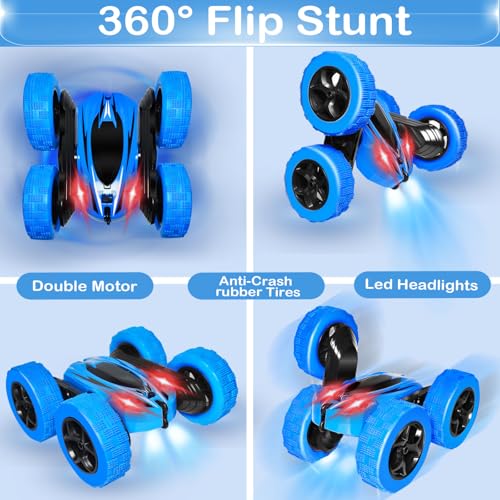 FREE TO FLY Remote Control Car Boys Toys: 360 Flip Rc Cars 2.4Ghz Double-Sided Rotating Stunt Car 6 7 8 9 10 11 12 Year Old Kids Girls Outdoor Indoor - color: Blue