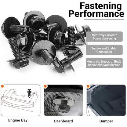 100PCS Car Body Fender Bumper Splash Guard Fixing Clip, Car Clips Rivet Fasteners, Undertray Screws, U-Screws and Bolts Kit, Universal Engine Under Cover Splash Shield Guard Body Bolts