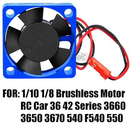 Heatsink High Speed Motor Cooling Fan 28000RPM,30MM Heat Sink with 4.8-8.4V Cooling Fan Upgrades Part for 1/10 1/8 Brushless Motor RC Car 36 42 Series 3660 3650 3670 540 F540 550.Navy Blue - color: Blue(2PCS)