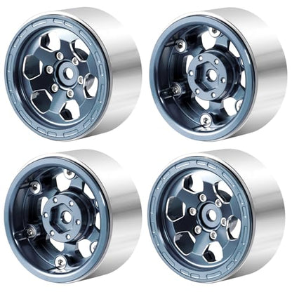 RCLIONS 1.3inch Aluminium Beadlock Wheel Hub Rims for TRX4M 1/18 SCX24 1/24 RC Crawler Car Upgrade Parts (Titanium) - color: Titanium