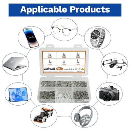 530Pcs M1.4 304 Stainless Steel Metric Micro Screws Nuts Assortment | M1.4x3/4/5/6/8mm Sizes, Phillips Pan Head, Fully Threaded Kit for Arduino, RC Models, Electronics, DIY Projects - size: M1.4x3/4/5/6/8- 530 Pcs