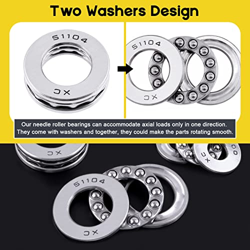 9 Pcs 3 Type Thrust Ball Bearings Set, Chrome Steel Single Row Roller for Automobiles, Pump, Machine Tools(51103,51104, 51100)