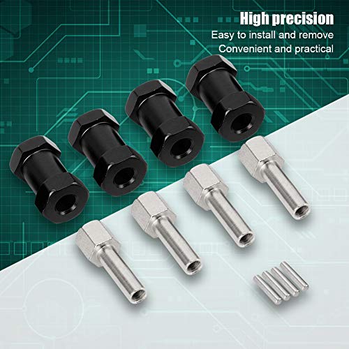 Generic 20mm Extension Wheel Hub Hex Drive Adapter, Durable Aluminium Alloy, Easy Install for 1/10 RC Drift Cars, 4PCS, SilverRedBlack (Black) - color: Black
